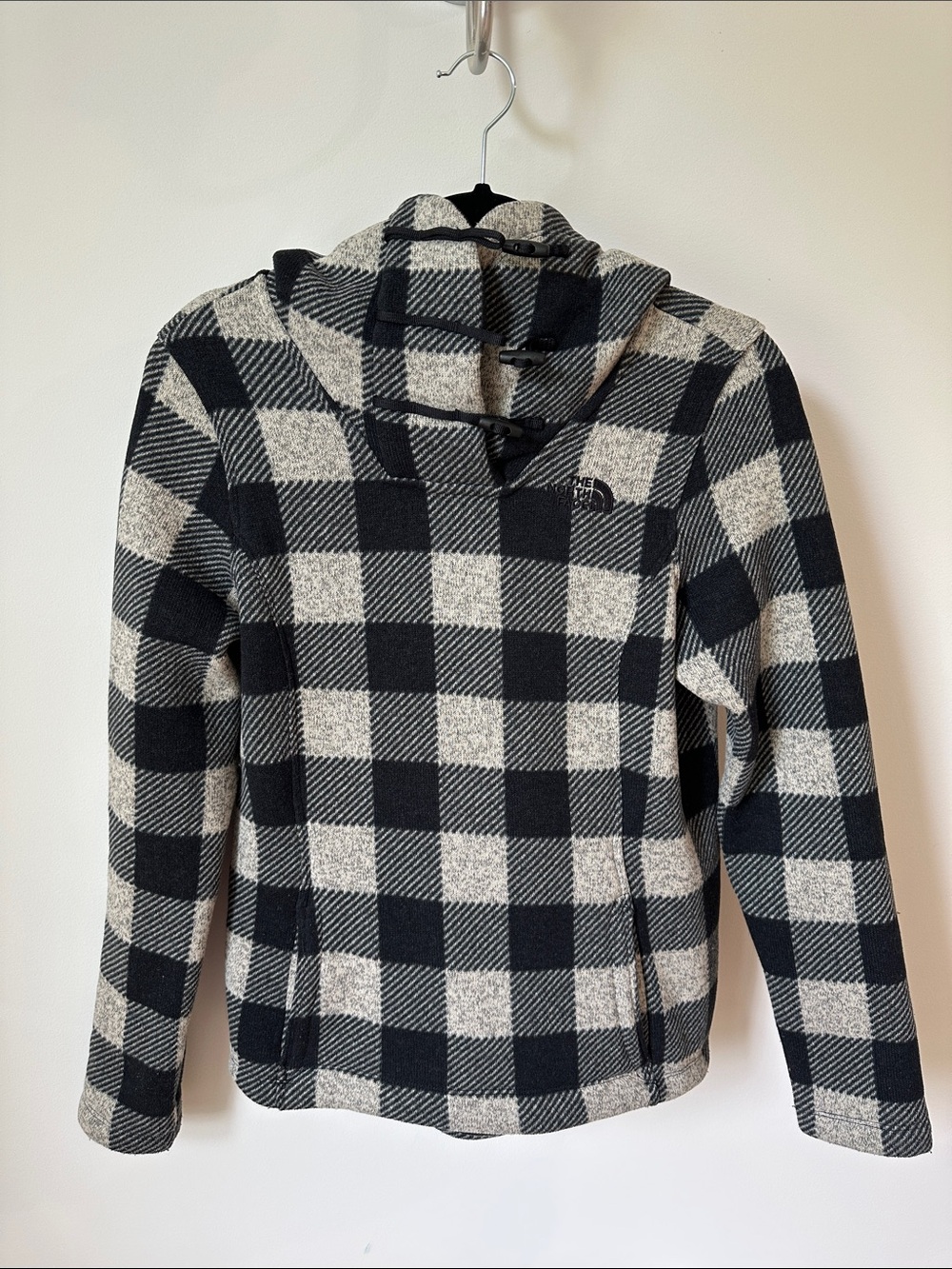 The North Face Black & Gray Buffalo Check Fleece Pullover Hoodie